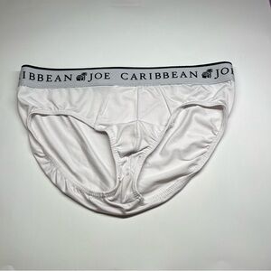 Caribbean Joe Men's White Briefs with Black Waistband